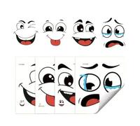 Trash Can Stickers, Adhesive Cartoon Expressions, Funny Garbage Can Decals 4 Piece Set for Indoor Outdoor Fridge Wall Bucket Yard Bathroom with Sturdy Build for Daily Use 7.87x7.87 inches