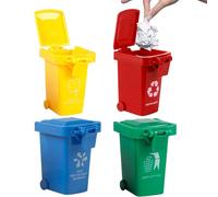Trash Can Toy - Desk Mini Trash Recycling Bin, 4 Pieces Tiny Garbage Sorting Toy, Educational and Fun Desktop Accessory for Kids and Adults, Home, Studio, Office, School, Classroom, Kindergarten
