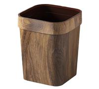 Trash Can Vintage Square 12L Wood Grain PP Decorative Garbage Can Waste Dust Bin for Kitchen Bathroom Living Room Office Trash