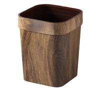 Trash Can Vintage Square 12L Wood Grain PP Decorative Garbage Can Waste Dust Bin Office Garbage Can Retro Trash Can Bathroom Garbage Can for Kitchen Bathroom Living Room Office