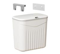 Trash Can Wall Mounted, Hanging Food Waste Bin with Lid, Compact Garbage Container for Over Door, Under Cabinet, Bathroom, Laundry, Offices, Kitchen, Space Saving, 10.24x9.25x6.3 Inches