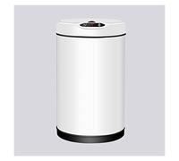 Trash Can Wastebasket Household Induction Trash Can Automatic Trash Can With Lid Round Stainless Steel Trash Can With Led Countdown Timer For Living Room Kitchen Bathroom,Blanc-12L