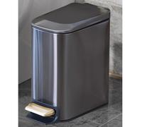 Trash Can with Lid and Pedal-Type Open Cover, Stainless Steel Garbage Bin with Soft Close Lid, Inner Bucket for Home