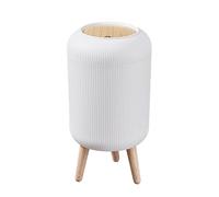 Trash Can with Lid for Bathroom, 2 Gallon/10 Liter Round Garbage Bin with Press Top Lid, Plastic Modern Wastebasket with Soft Close Lid, Garbage Container Bin for Bedroom, Living Room, Office (White)…