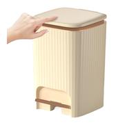 Trash Can with Lid,Press Top and Foot Pedal Kitchen Trash Can - Odor Proof Quiet Waste Bin 15L for Restroom Bedroom Bathroom Dorm Laundry Rv Living Room