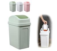 Trash Can with Swing Lid, Covered Garbage Buckets, Garbage Buckets, Kitchen Trash Can, Plastic Swing Top Can, Flip Sundries to Store Bucket Removable Lid for Bathroom Kitchen Bedroom (Green)