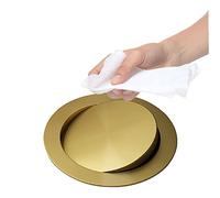 Trash Cans Lids, Stainless Steel Trash Grommet Countertop Built-in Trash Bin Balance Flap Cover Round Recessed Counter Top Cover Waste Chute Wastebasket Cover XJJUN ( Color : Brass , Size : D-24cm )