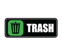 Trash Graphic Sign,Self Adhesive Sign For Front Door Or Wall 10 X 3 Inch Quick And Easy Installation Design For Home Office Business