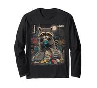 Trash Lover Raccoon Eating Cupcake Night Scene Long Sleeve T-Shirt