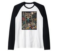 Trash Lover Raccoon Eating Cupcake Night Scene Raglan Baseball Tee