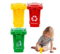 Trash Pack Toys | with Lid & Wheels Mini Recycling Bin - Portable Waste Holder Bucket for Desktop Table Desk Kids Birthday Classroom Party Office