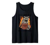 Trash Panda Dumpster Fire Raccoon Retro Cartoon Graphic Tank Top