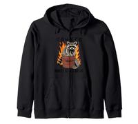Trash Panda Dumpster Fire Raccoon Retro Cartoon Graphic Zip Hoodie