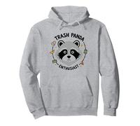 Trash Panda Enthusiast Raccoon Graphic Tee Pullover Hoodie, Adult Unisex, Heather Grey, M