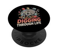 Trash Panda Raccoon Digging Trash Raccoon Lover PopSockets Adhesive PopGrip