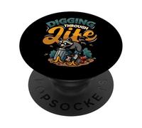 Trash Panda Raccoon Digging Trash Raccoon Lover PopSockets Adhesive PopGrip