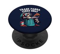 Trash Panda Vibes Only Funny Raccoon Pizza Humor Trash Panda PopSockets Adhesive PopGrip