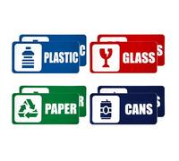 Trash Recycle Labels - Sticker Set for Bins, Self Adhesive Waterproof durabl Design, 5.91x2.76in Size + Fade Resistant PVC Material | Sturdy Construction for Apartment Hotel Public Area & Household