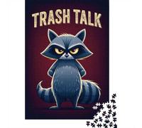 Trash Talk - Funny Raccoon Cartoon Poster Jigsaw Puzzle, 1000 Piece