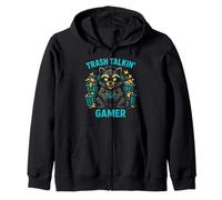 Trash Talkin Gamer Raccoon Headphones Gaming Controller Zip Hoodie