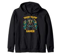 Trash Talkin Gamer Raccoon Headphones Gaming Controller Zip Hoodie