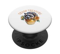 TRASH TREASURE Raccoon Sunflowers Vase Animal Admirers PopSockets Adhesive PopGrip