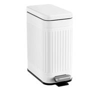TrashAid Bathroom Trash Can with Lid, 2.6 Gallon Small Garbage Can Soft Close, Stainless Steel Step Waste Basket for Bathroom, Bedroom, Home Office, Laundry Room, Toilet, RV, White, 10 Liter