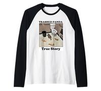 Trashed Panda Funny Meme Drunk Raccoon Passed Out on Floor Raglan Baseball Tee