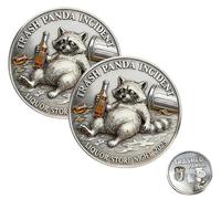 Trashed Panda Incident Challenge Coin, Funny Raccoon Drinking Coin, Humor Bar Token for Drinkers, Humor Bar Token, for Drinkers Humor Collectors (2pcs)