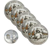 Trashed Panda Incident Challenge Coin - Funny Raccoon Drinking Coin, "Just One More" Humor Bar Token, Novelty Gag Gift for Party Lovers & Drinkers (5pcs)
