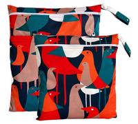 TRASUN Wetbag Nursery Wet Bag Nappy Bags Swimming Equipment Wet and Dry Changing Bag Pack of 2, bird, 2er-Pack, Pack sack