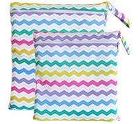 TRASUN Wetbag Nursery Wet Bag Nappy Bags Swimming Equipment Wet and Dry Changing Bag Pack of 2, Colour waves, 2er-Pack, Pack sack