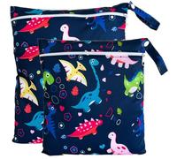 TRASUN Wetbag Nursery Wet Bag Nappy Bags Swimming Equipment Wet and Dry Changing Bag Pack of 2, dinosaur world, 2er-Pack, Pack sack