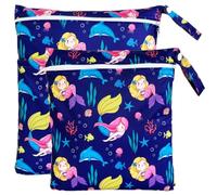 TRASUN Wetbag Nursery Wet Bag Nappy Bags Swimming Equipment Wet and Dry Changing Bag Pack of 2, mermaid, 2er-Pack, Pack sack