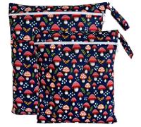 TRASUN Wetbag Nursery Wet Bag Nappy Bags Swimming Equipment Wet and Dry Changing Bag Pack of 2, Mushroom, 2er-Pack, Pack sack