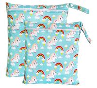 TRASUN Wetbag Nursery Wet Bag Nappy Bags Swimming Equipment Wet and Dry Changing Bag Pack of 2, Rainbow horse, M, Pack sack