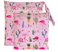 TRASUN Wetbag Nursery Wet Bag Nappy Bags Swimming Equipment Wet and Dry Changing Bag Pack of 2 Waterproof Washable Wet Bag Organiser for Toddler Nappies Travel Gym Beach Pool, Pink (pink 2), M,