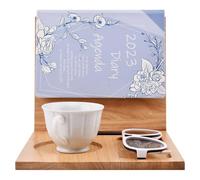 Trasylph Wooden Book Rest with Coffee Mug Cup Glasses Pen Holder,Wooden Book Holder Stand for Page Rest Book Nook Reading Valet, for Nightstand Desktop Bedside Birthday Gifts