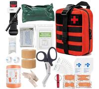 Trauma Kit, Compact Tactical IFAK Emergency Survival First Aid Kits Hemostatic Combat Wound Care Molle Pouch with ITourniquet, 4-Inch Israeli Bandage, Splint for Military(Red)