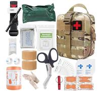 Trauma Kit, Compact Tactical IFAK Emergency Survival First Aid Kits Hemostatic Combat Wound Care Molle Pouch with ITourniquet, 4-Inch Israeli Bandage, Splint for Military(CP)