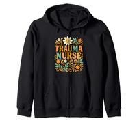 Trauma Nurse Floral Vintage Nurse Appreciation Text Design Zip Hoodie