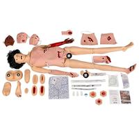 Trauma Patient Care Manikin Model, PVC Patient Wound Care Simulator with Wound Modules, Full Body Life Size Burn Human Model for Nursing Medical Training Teaching,Male