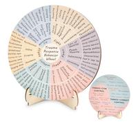 Trauma Response Behavior Wheel Therapy Office Desk Decor Double-Side Mental Health Emotion Chart with Stand Trauma Therapy Gift for Therapist Counselor Home Office Calming Corner Must Have(5.91 in)
