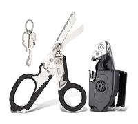 Trauma Shears 6 in1,Outdoor Camping Tools,Trauma Shears Foldable,Emergency Shears,Multi-Function Shears,with Strap Cutter and Glass Breaker and Compatible Holster(Black)