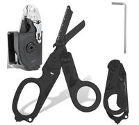 Trauma Shears - Stainless Steel Folding Emergency Scissors with Sheath, Multi-Function First Aid & Outdoor Survival Tool for Camping, Hiking, EDC(Black)