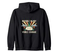 Traumatic Brain Injury | Invisible Injury Visible Courage Zip Hoodie