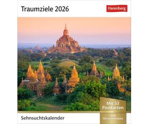 Traumziele Sehnsuchtskalender 2026 - Wochenkalender mit 53 Postkarten: Reise-Kalender mit 53 hochwertigen Postkarten der schönsten Reiseziele der Welt. Postkartenkalender 2026
