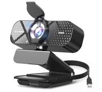 TRAUSI 1080P HD Webcam with Microphone, Noise Cancellation, Privacy Cover, Wide-Angle Lens, Auto Light Correction, Plug & Play USB Webcam for Laptop, Desktop, PC, Mac, Zoom, Skype, Streaming Black