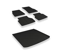 TRAVALL Rubber Boot Mat & Floor Mats Bundle compatible with Audi A6 (2015-2018) Estate Premium Rubber Car Mats Easy to Clean Black Anti Slip All-Weather Protection