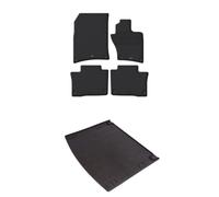 TRAVALL Rubber Boot Mat & Floor Mats Bundle compatible with VW Touareg (2010-2018) Premium Rubber Car Mats Easy to Clean Black Anti Slip All-Weather Protection